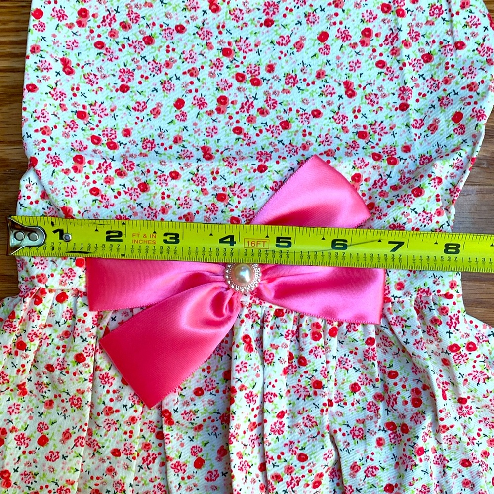 Floral Pink Bow Dog Dress M - Picture 8 of 9